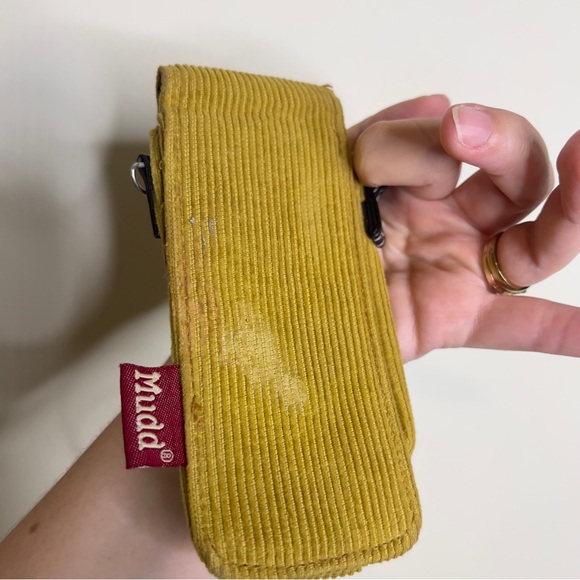 Vtg Y2K MUDD Corduroy Mini Bag Purse Yellow Classic Phone Case Pouch - Picture 14 of 16